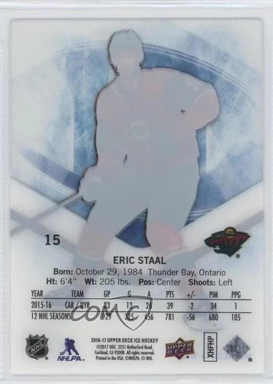 2016-17 Upper Deck Ice Eric Staal #15 - Image 2 of 2