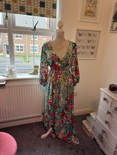 Chi Chi London Curve Green Mix Maxi Dress Size 18