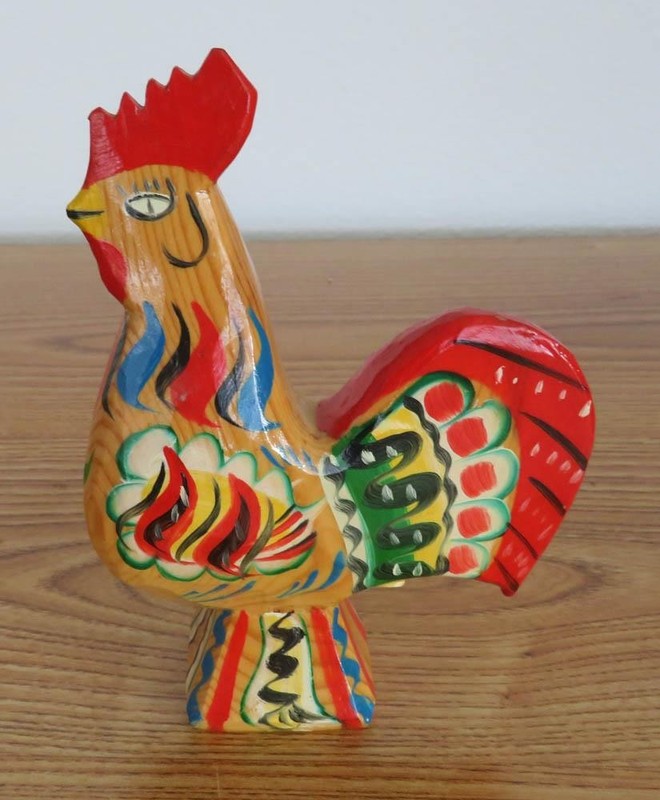 6 1/2 Inch Natural Wood Dalarna Sweden Dala Rooster