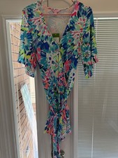 Lilly Pulitzer Multicolor Floral V-Neck Wrap Tie Romper. Size M