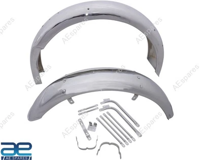 Ensemble De Garde-Boue Chrome BSA A7 A10 Super Rocket Goldstar Chrome Plaqué - Photo 1/4