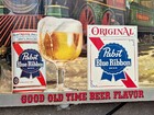 Vtg Pabst Blue Ribbon PBR Advert Display Poster Sign Corrugated Cardboard 8x4  — photo 4