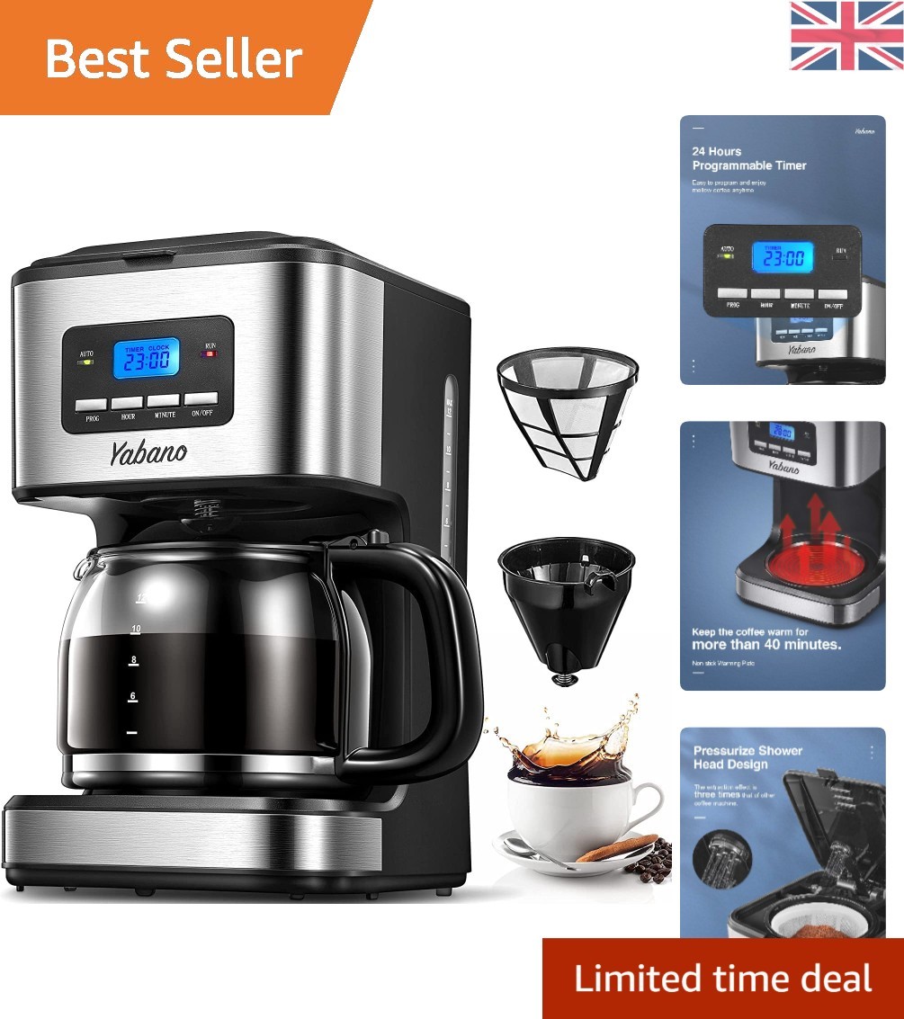 Fully Automatic Silver Drip Coffee Machine with 40min Keep Warm Feature