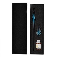 Glass Pen and Ink Set, Crystal Glass Dip Pen Set, Elegant Flower Signature In...