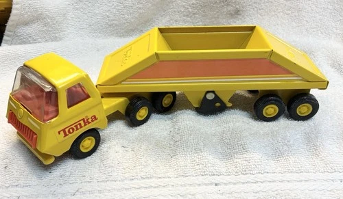 Tiny Tonka Bottom Dump Truck And Trailer Vintage Pressed Steel Nice