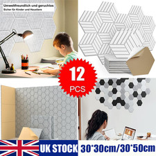 12x Hexagon Self Acoustic Wall Panel Tiles Studio Sound Proofing Insulation