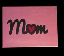 Handpainted 'Mom' Word Art Acrylic Painting Original Signed By Artist 9x12"