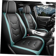 Universal Leather Car Seat Covers 5 Seat Full Set No Pillows Black Green