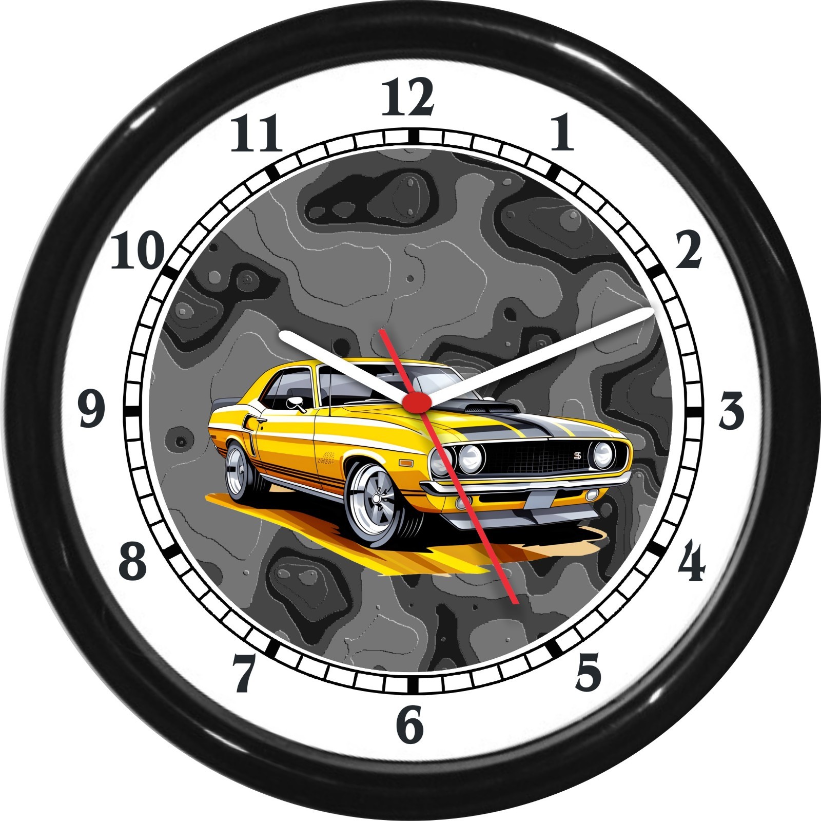 Muscle Car Wall Clock Yellow Garage Man Cave Den Rec Room Gift 0825