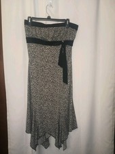 Vtg Y2K Asymmetric Strapless Dress Large Dark Floral Fairy Coquette Whimsigoth 