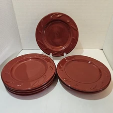 Red Sorrento Debby Segura Designs Signature Stonewear 8.25" Salad Plate Set of 4