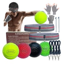 Boxing Reflex Balls Headband Set for MMA Boxing Reaction Training 4 Different...