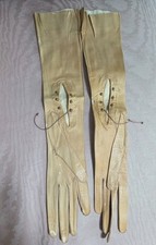 Vintage Ladies Leather Gloves 16" Long By Bumont
