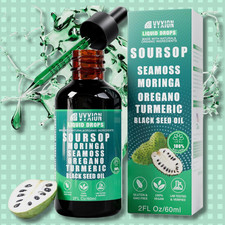 Soursop Bitters Liquid Drops 10 in 1 Sea Moss Moringa,Turmeric Black Seed Oil