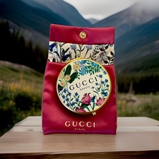 Gucci Beauty Floral Compact Round Make-up Mirror Gold Multicolor Pink Pouch