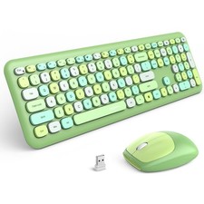Wireless Keyboard and Mouse Combo, Computer Full Size Keyboard, 2.4GHz USB Dr...