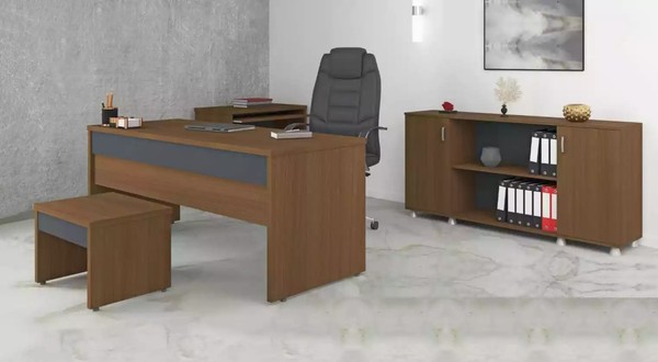 Tisch BüRo Arbeitszimmer BüRomöBel HolzmöBel Schreibtische SchräNke 3Tlg-image