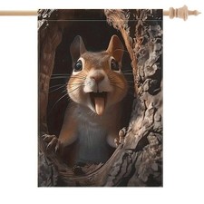 Designs Squirrel House Flag for Outside Grey Yawning Funny Face Sting Humour ...
