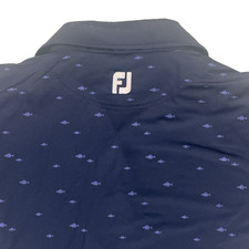 Footjoy Polo Shirt Mens Medium Blue Golf School Of Fish AOP Print Performance