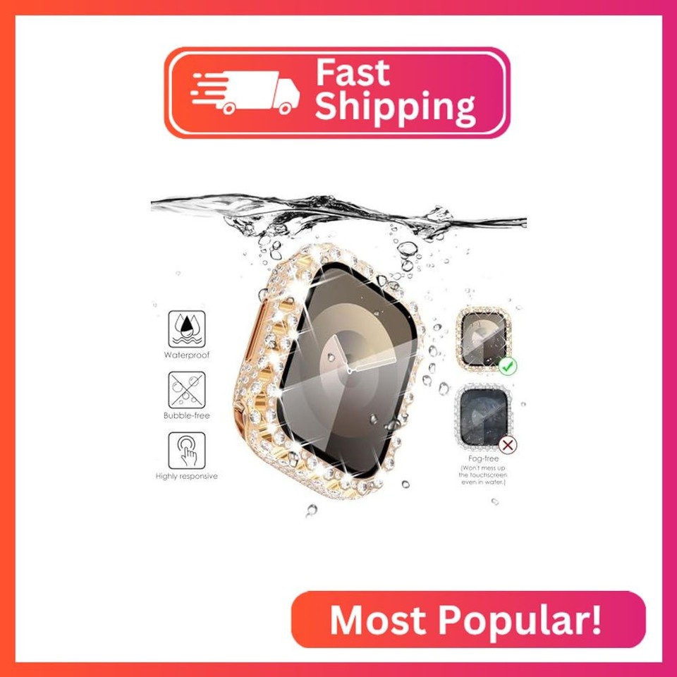 NewWays 2 in 1 Waterproof Bling Case 45mm for Apple Watch Screen ...