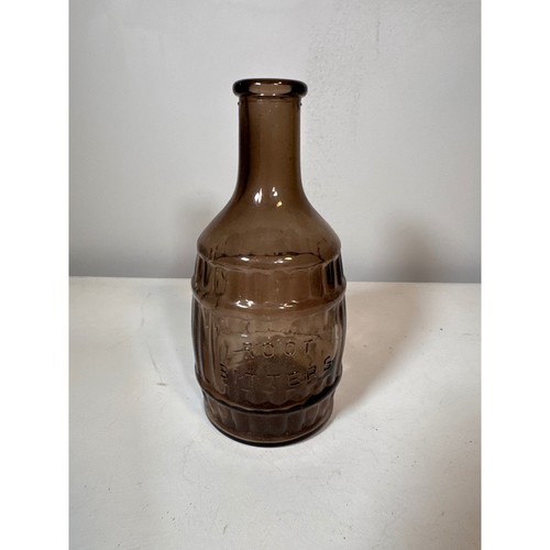 Vintage Root Bitters Brown Glass Barrel Bottle Decorative Apothecary Taiwan 6"