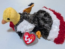 Gobbles the Turkey - Ty Beanie Baby Multi-color, 2000, Plush Toy, MWMT, Stuffed