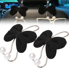2Pcs Car Purse Hook Bag Hanger with Bow Pearl Design, Car Seat Headrest Hook