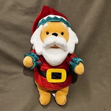 Vintage 2001 Disney Store Winnie the Pooh Santa Claus Bean Bag Plush Christmas
