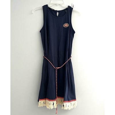 Scotch & Soda Girls Fringe Dress Size 12 Navy Blue boho sleeveless summer