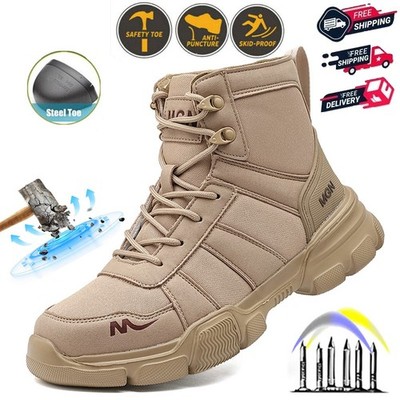 Mens Hiking Shoes Safety Shoes Steel Toe Work Boots Botas De Trabajo Para Hombre