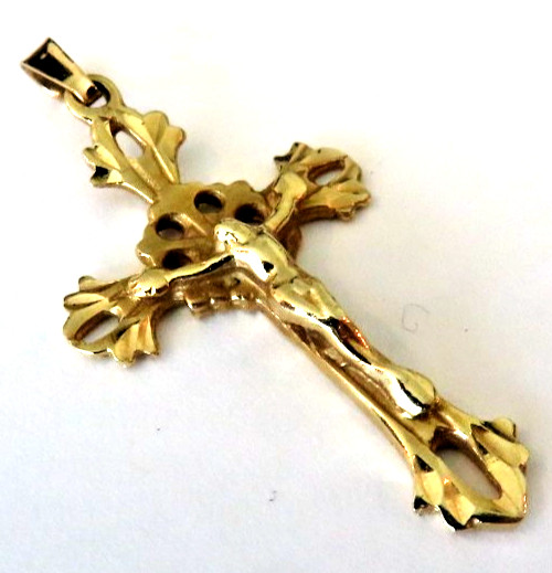 Vntg Real Solid 14k Yellow Gold Unique "Jesus On … - image 5