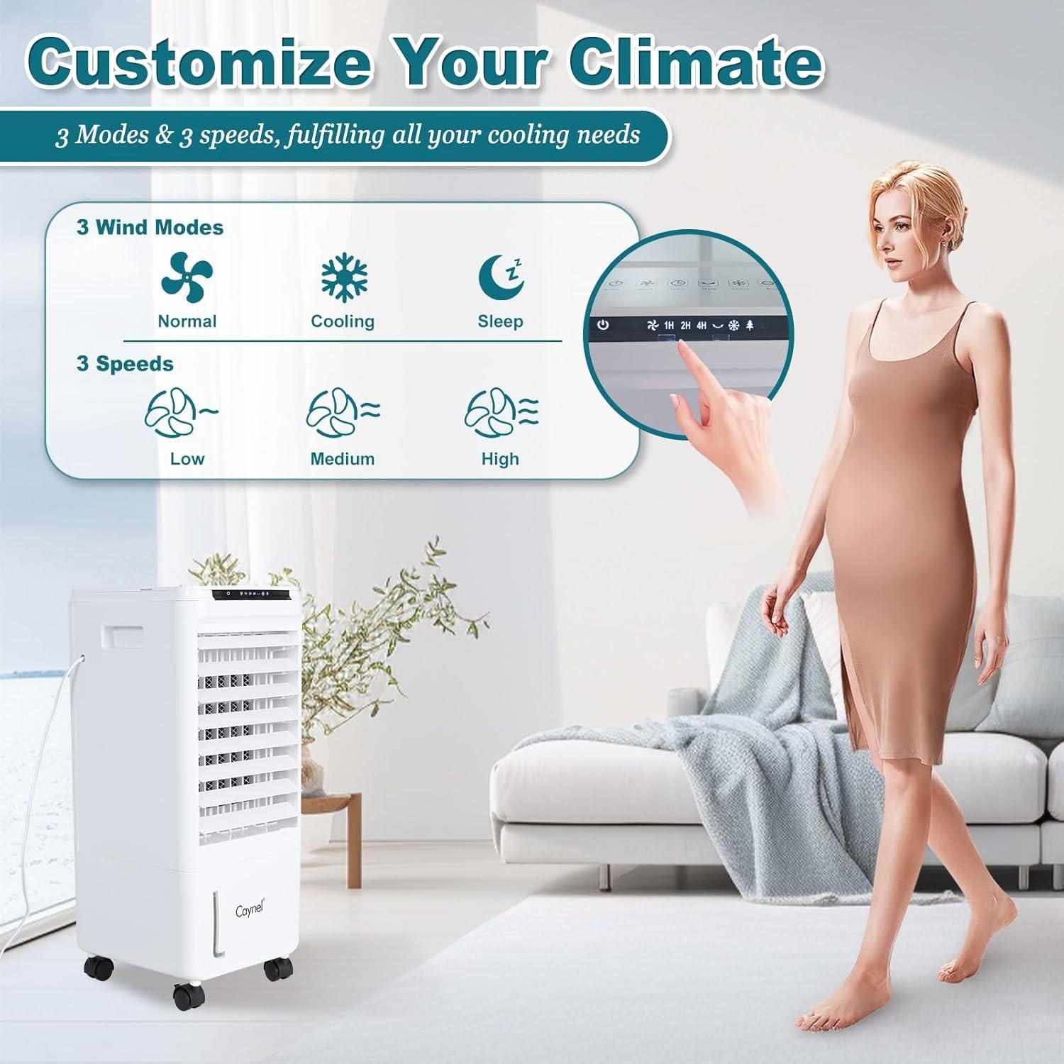 Evaporative Air Cooler,Swamp Cooler With Gal Tank, Portable Eva