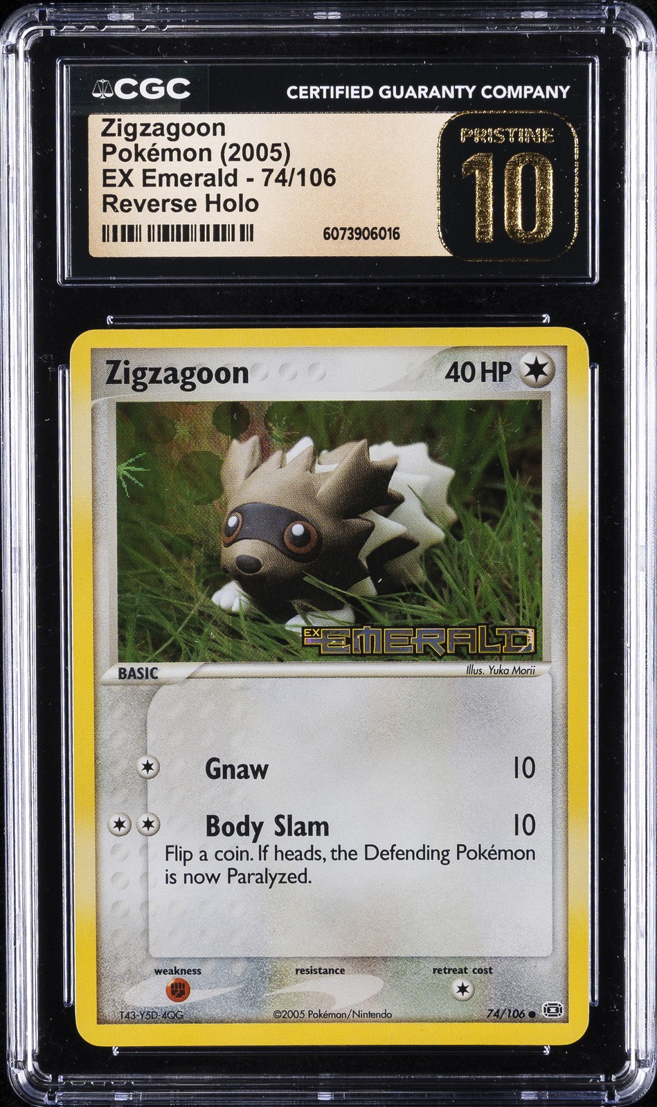 2005 EX EMERALD REVERSE HOLO #74 ZIGZAGOON CGC 10