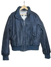 KEJO Ninja Vintage Y2K Blu Navy Puffer Piumino d’oca Bomber Giacca Uomo Large