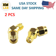 2Pcs RP-SMA Male to RP-SMA Female 45 Degree Adapter Connector