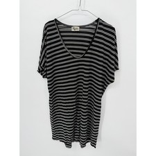 Show Me Your Mumu Womens Dress Striped V-Neck Black Medium