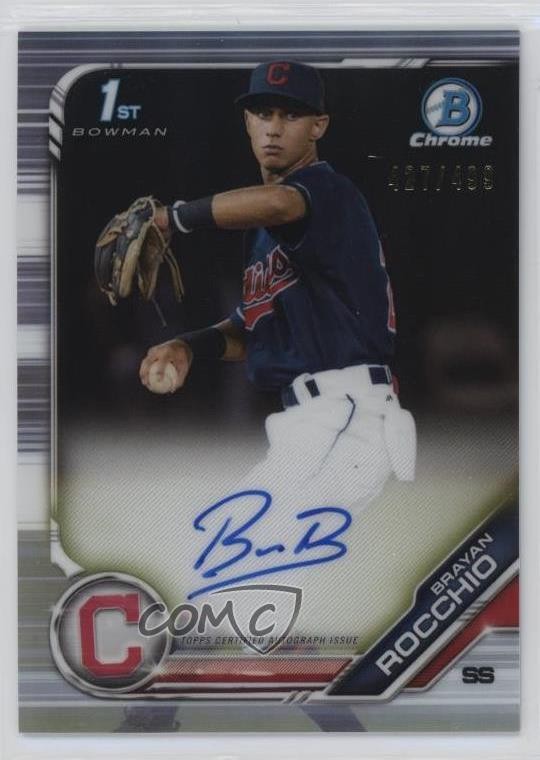 2019 Bowman Chrome Prospects Refractor 427/499 Brayan Rocchio #CPA-BR Auto 0t02