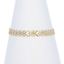Yellow Gold Heart Link Bracelet 7" - 14k Love