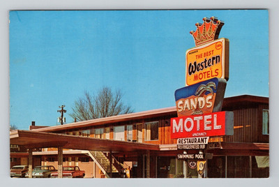 Postcard Sand Motel Restaurant Best Western Ft Smith Arkansas AR Sign Chrome