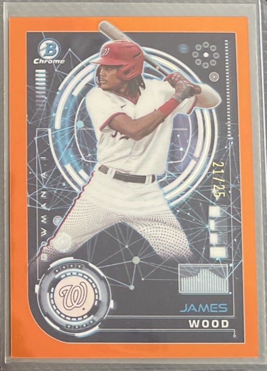 2024 Bowman Chrome JAMES WOOD /25 Orange Refractor RC AI BAI-17 Nationals