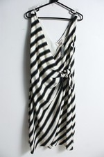 H&M Womens Stripe Wrap Dress - Monocrome - Size L Large NEW (i56)