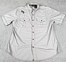 Harley Davidson Shirt Men XL Grey Button Down Short Sleeve Garage Mechanic Biker