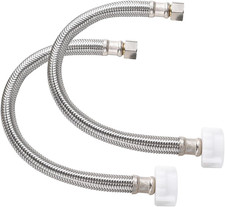 2Pack, Toilet Hose Water Supply Line - 15" Length 3/8" COMP X 7/8" BC Braided T