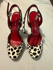 BANDOLINO HEELS - WHITE WITH BLACK DOTS - 6 1/2  W - NEW IN BOX