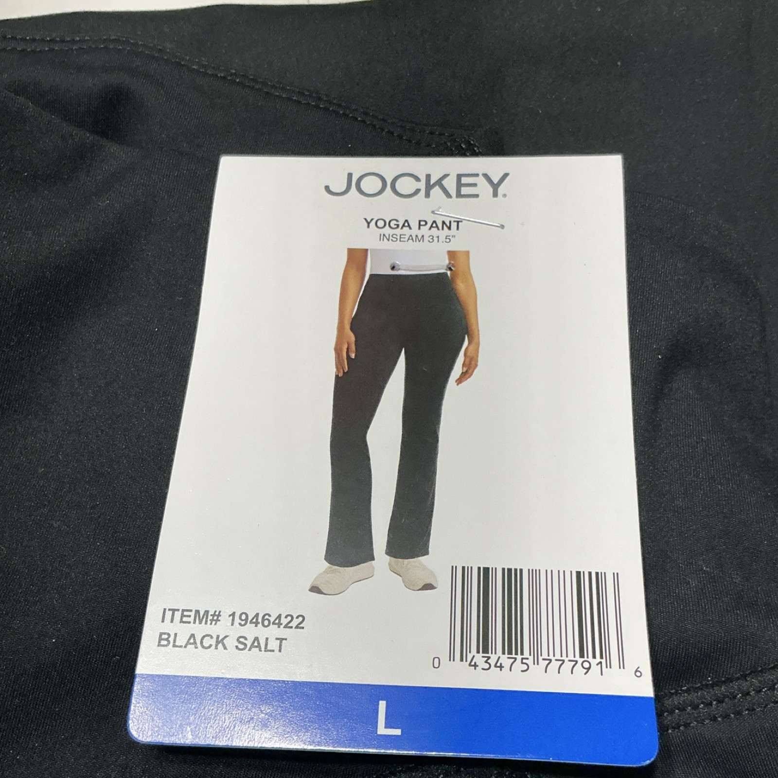 Jockey Women's Yoga Pants Black Salt Stretch Pull On Size L Inseam 31.5