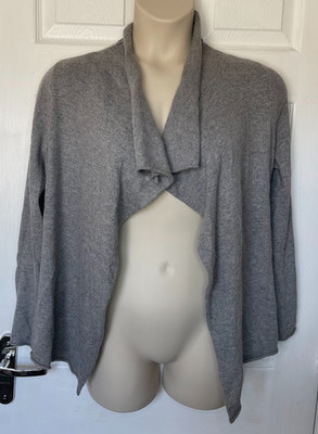 Marks & Spencer Grey Angora Blend Waterfall Cardigan Wrap Knit UK 14 Soft Cosy