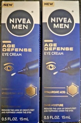 Lot of 2: Nivea Men Age Defense Eye Cream 24-Hour Hydrating 0.5 Fl Oz