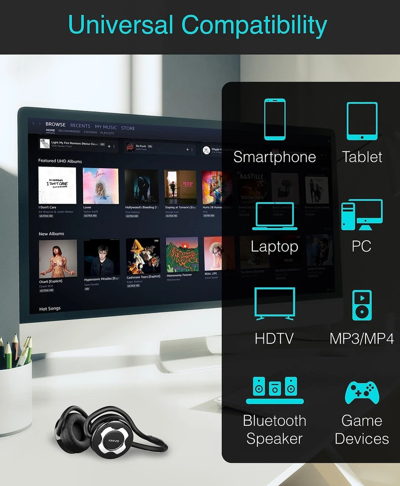 Auriculares estéreo Bluetooth BTH220 - Soporta transmisión inalámbrica de música y Han... Foto 2 de 4