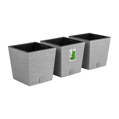 3x Blumentopf Pflanzkübel FURU Square Balkonkasten Blumenkübel Grau 19 L