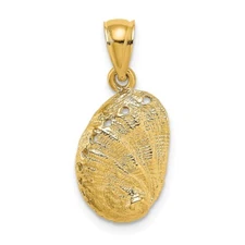 10K Yellow Gold 2-D Abalone Shell Pendant